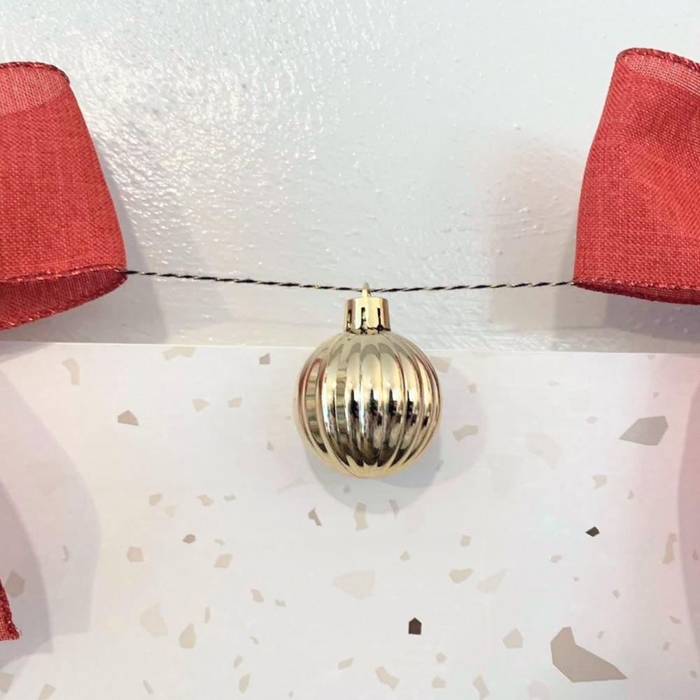 Handmade Red Ribbon & Ornament Garland - Picture 4 of 6